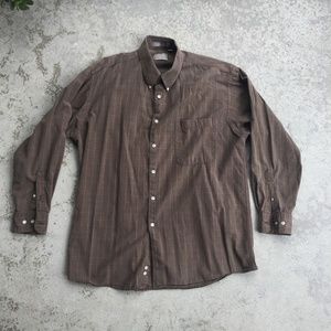 Haggar Brown/Green/White Plaid Shirt